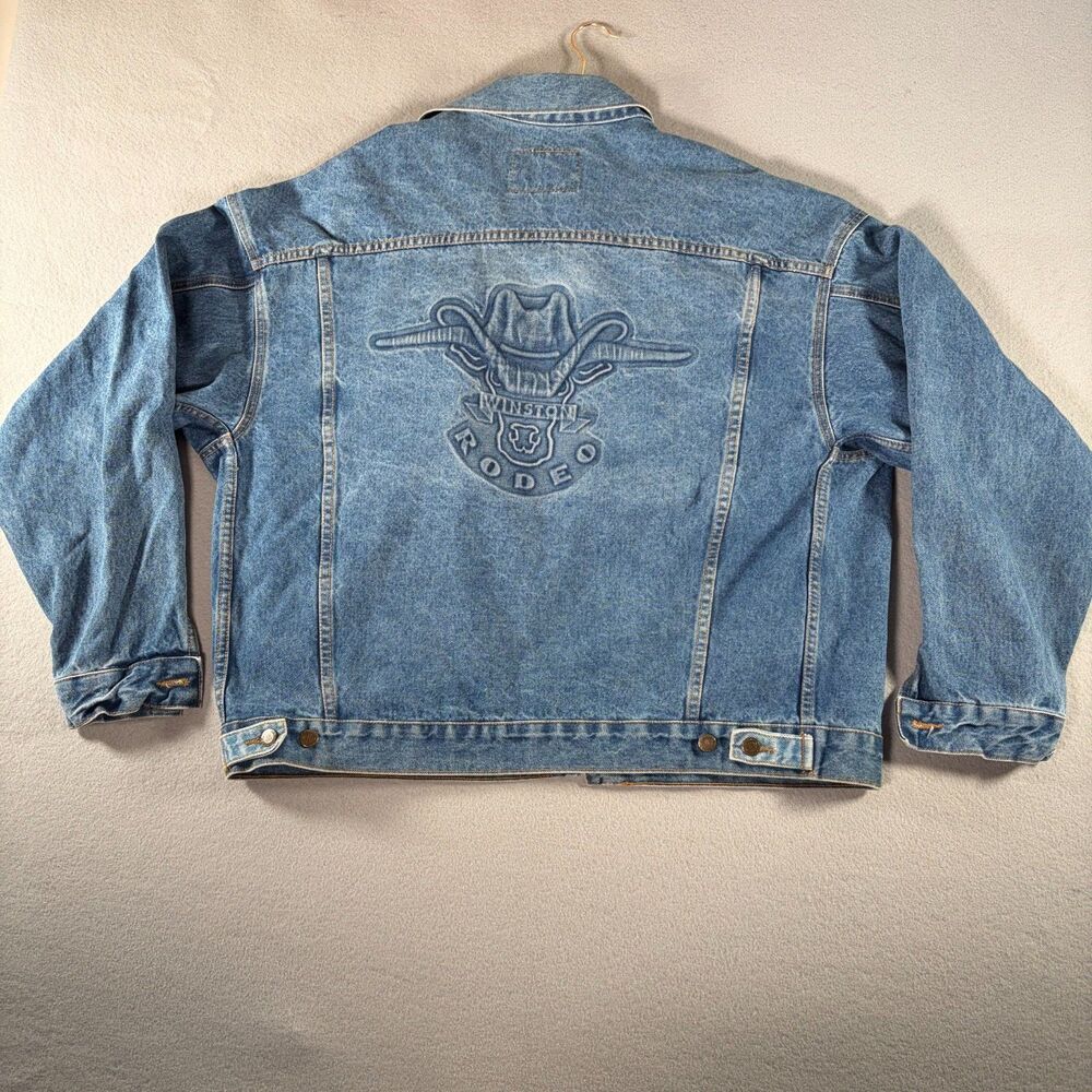 Vintage American Born Sz XL Winston Rodeo Jean Denim Jacket Made USA Cowboy